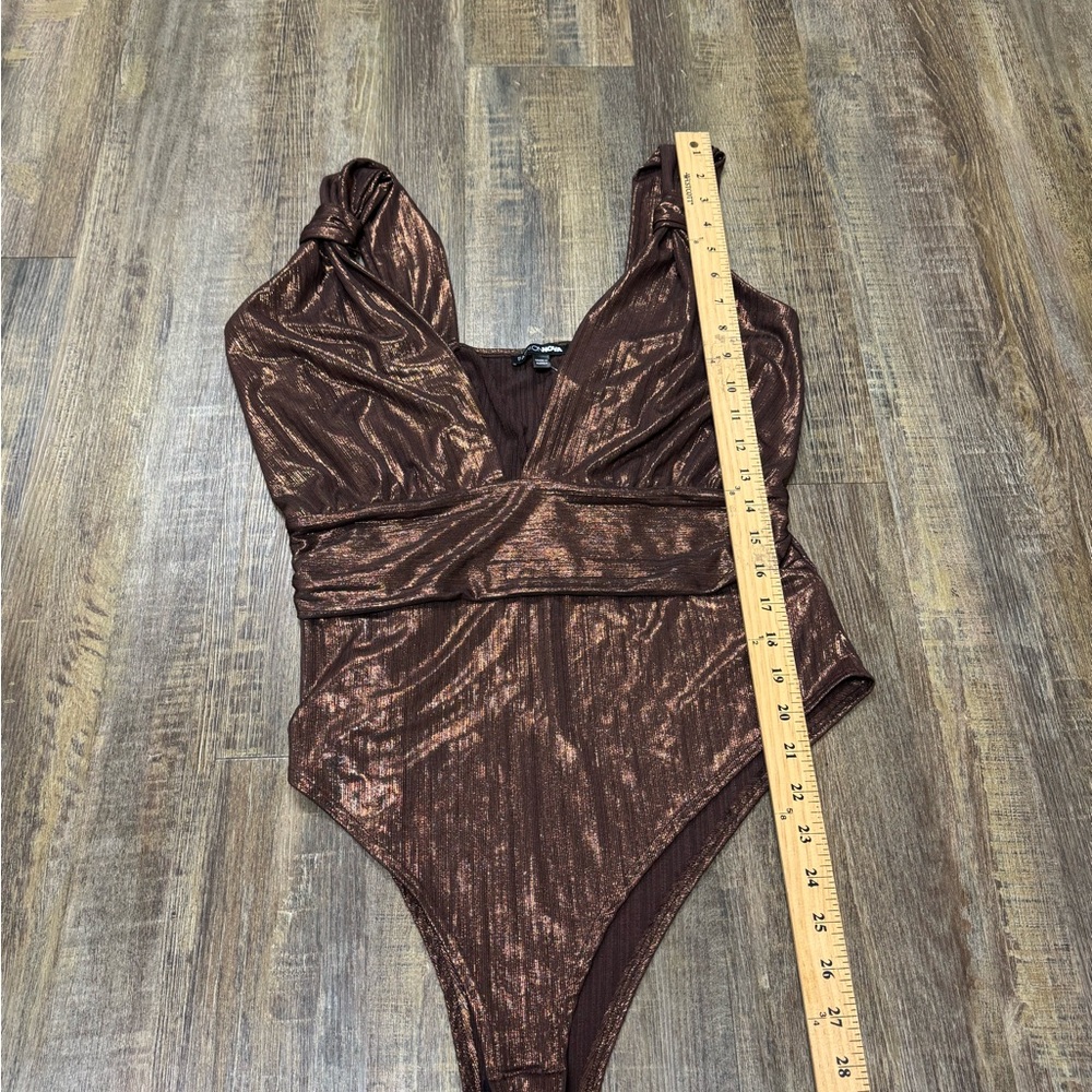 Fashion Nova 1X Metallic Brown Halter Body Suit NWT PartyClub Statement Layering - Picture 10 of 16